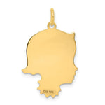 Load image into Gallery viewer, 14K Yellow Gold Girl Head Engravable Charm 20mm width
