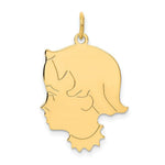 Load image into Gallery viewer, 14K Yellow Gold Girl Head Engravable Charm 20mm width