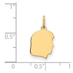 Load image into Gallery viewer, 14K Yellow Gold Plain Small .018 Gauge Facing Right Engravable Girl Head Charm 18mm length