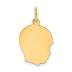 Load image into Gallery viewer, 14K Yellow Gold Plain Medium .035 Gauge Facing Right Engravable Boy Head Charm 21mm length
