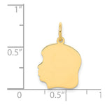 Load image into Gallery viewer, 14K Yellow Gold Plain Medium .018 Gauge Facing Left Engravable Girl Head Charm 21mm length