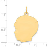 Load image into Gallery viewer, 14K Yellow Gold Plain Large .009 Gauge Facing Left Engravable Boy Head Charm 29mm length