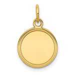 Load image into Gallery viewer, 14K Yellow Gold Plain .027 Gauge Engravable Round Disc Charm 19mm length