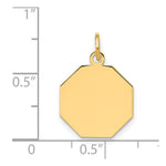 Load image into Gallery viewer, 14K Yellow Gold Plain .009 Gauge Engravable Octagonal Disc Charm 15mm width