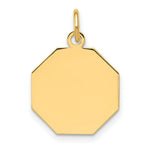 Load image into Gallery viewer, 14K Yellow Gold Plain .013 Gauge Engravable Octagonal Disc Charm 15mm width