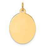 Load image into Gallery viewer, 14K Yellow Gold Plain .027 Gauge Engravable Oval Disc Charm 27mm length