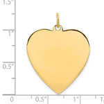Load image into Gallery viewer, 14K Yellow Gold Plain .018 Gauge Engravable Heart Disc Charm 23mm width