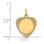 Load image into Gallery viewer, 14K Yellow Gold Etched .027 Gauge Engravable Heart Disc Charm 16mm width