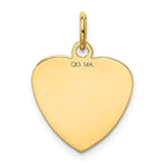 Load image into Gallery viewer, 14K Yellow Gold Etched .018 Gauge Engravable Heart Disc Charm 16mm width