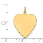 Load image into Gallery viewer, 14K Yellow Gold Etched .018 Gauge Engravable Heart Disc Charm 17mm width