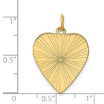 Load image into Gallery viewer, 14K Yellow Gold Etched .018 Gauge Engravable Heart Disc Charm 19mm width