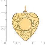 Load image into Gallery viewer, 14K Yellow Gold Etched .018 Gauge Engravable Heart Disc Charm 24mm width
