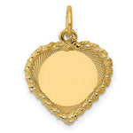 Load image into Gallery viewer, 14K Yellow Gold Polished .013 Gauge Engravable Heart with Rope Disc Charm
