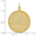 Load image into Gallery viewer, 14K Yellow Gold Patterned .013 Gauge Circular Engravable Disc with Rope Charm 26mm width