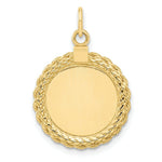 Load image into Gallery viewer, 14K Yellow Gold Plain .013 Gauge Circular Engravable Disc with Rope Charm 17mm width
