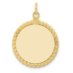Load image into Gallery viewer, 14K Yellow Gold Plain .013 Gauge Circular Engravable Disc with Rope Charm 21mm width