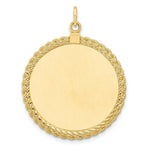Load image into Gallery viewer, 14K Yellow Gold Plain .013 Gauge Circular Engravable Disc with Rope Charm 28mm width