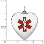 Load image into Gallery viewer, 14K White Gold Heart-Shaped Polished Enameled Engravable Medical Jewelry Pendant