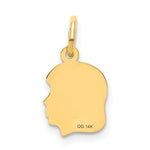 Load image into Gallery viewer, 14K Yellow Gold Girl Head Engravable Charm 9mm width