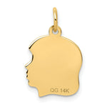 Load image into Gallery viewer, 14K Yellow Gold Girl Head Engravable Charm 13mm width