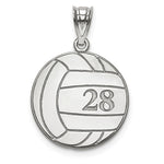 Load image into Gallery viewer, 14k White Gold Laser Volleyball Number And Name Pendant-