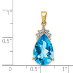 Load image into Gallery viewer, 14K Yellow Gold 4.50-Carat Pear shape March Blue Topaz & Diamond Pendant