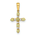 Load image into Gallery viewer, 14K Yellow Gold 1/4-Carat tw August Peridot & Diamond Accent Cross Pendant