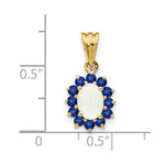 Load image into Gallery viewer, 14K Yellow Gold Genuine 1/2-Carat Opal and 0.95-Carat tw Sapphire Oval Pendant