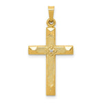 Load image into Gallery viewer, 14K Yellow Gold Textured and Polished Diamond Cross Pendant