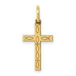 Load image into Gallery viewer, 14K Yellow Gold Laser Designed Cross Charm 21mm length