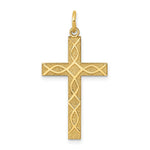 Load image into Gallery viewer, 14K Yellow Gold Laser Designed Cross Pendant 33mm length