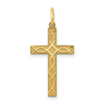 Load image into Gallery viewer, 14K Yellow Gold Laser Designed Cross Charm 27mm length