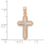 Load image into Gallery viewer, 14K Rose Gold Rhodium Diamond Cut Cross Pendant
