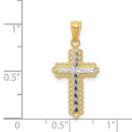 Load image into Gallery viewer, 14K Yellow Gold Rhodium Diamond Cut Cross Pendant 21mm length