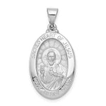 Load image into Gallery viewer, 14K White Gold Polished and Satin Sacred Heart of Jesus Medal Pendant 17mm width