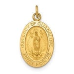 Load image into Gallery viewer, 14K Yellow Gold Polished and Satin Our Lady of Guadalupe Medal Pendant 11mm width