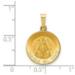 Load image into Gallery viewer, 14K Yellow Gold Polished and Satin Caridad Del Cobre Medal Pendant 15mm width