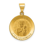 Load image into Gallery viewer, 14K Yellow Gold Polished and Satin Matka Boska Czestochowska Reversible Medal Pendant 19mm width