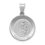 Load image into Gallery viewer, 14K White Gold Polished and Satin Our Guardian Angel Medal Pendant 19mm width