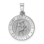 Load image into Gallery viewer, 14K White Gold Polished and Satin St. Christopher Medal Pendant 15mm width