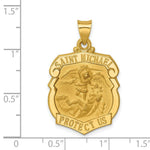Load image into Gallery viewer, 14K Yellow Gold Polished and Satin St. Michael Badge Medal Pendant 21mm width