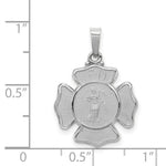 Load image into Gallery viewer, 14K White Gold Polished and Satin St. Florian Badge Pendant 16mm width