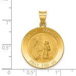 Load image into Gallery viewer, 14K Yellow Gold Polished and Satin St. Francis Medal Pendant 23mm width
