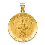 Load image into Gallery viewer, 14K Yellow Gold Polished and Satin St. Jude Thaddeus Medal Pendant 25mm width