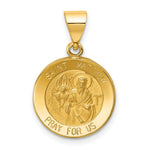 Load image into Gallery viewer, 14K Yellow Gold Polished and Satin St. Matthew Medal Pendant 15mm width