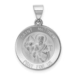 Load image into Gallery viewer, 14K White Gold Polished and Satin St. Matthew Pendant 19mm width