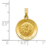 Load image into Gallery viewer, 14K Yellow Gold Polished and Satin St. Michael Medal Pendant 15mm width