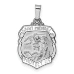 Load image into Gallery viewer, 14K White Gold Polished and Satin St. Michael Medal Pendant 15mm width
