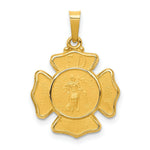 Load image into Gallery viewer, 14K Yellow Gold Polished and Satin St. Florian Badge Medal Pendant 17mm width
