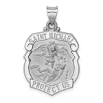 Load image into Gallery viewer, 14K White Gold Polished and Satin St. Michael Badge Medal Pendant 22mm width